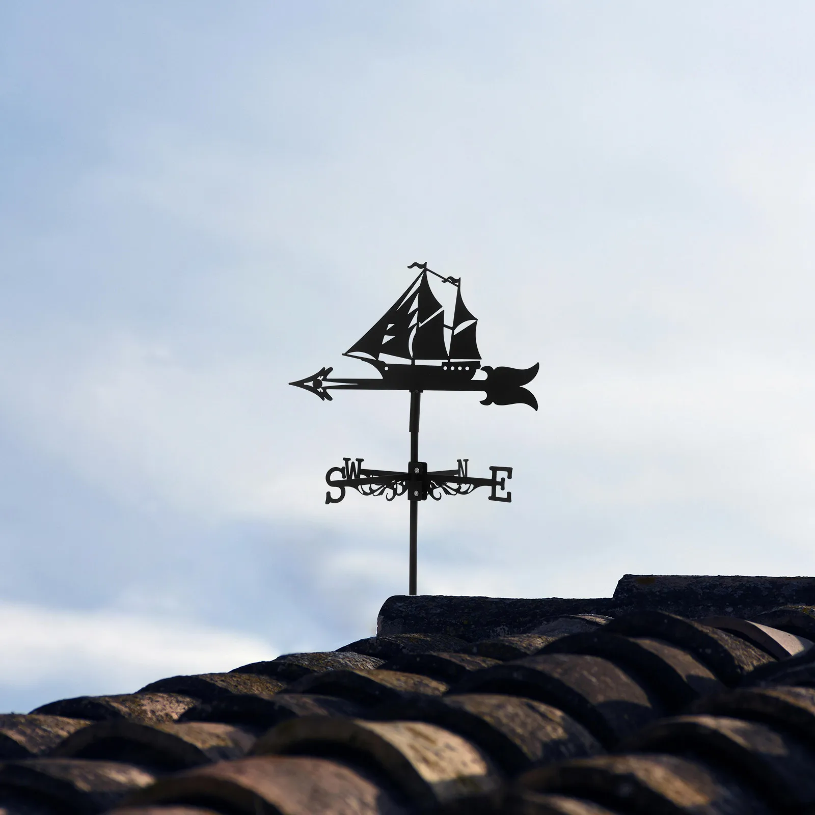 

Outdoor Metal Weathervane Direction Indicator Weather Vane Vintage Roof Decor Iron Wind Vane Rustproof