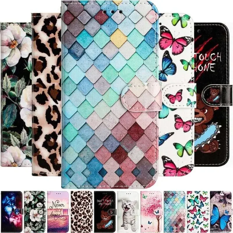 Милый защитный чехол для телефона Samsung Galaxy S25 Edge S24 S23 S21 S20 FE S22 Plus Ultra Coque с отделениями для карт, откидная крышка-бумажник # ДЕБ