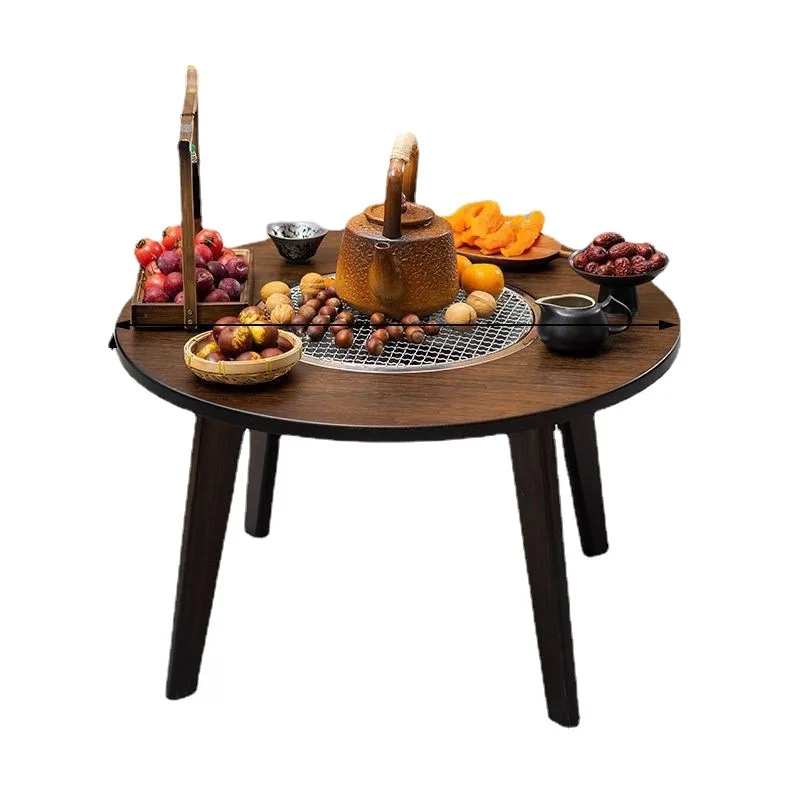 

Tea table small round table brewing tea, coffee table, barbecue new Chinese style home table, charcoal stove