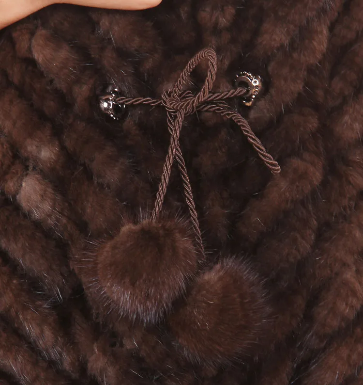 new 2026 women\'s hooded natural knitted mink fur vest mink outerwear fur overcoat knitted mink vest natural