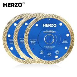 HERZO 115mm/4.5inch 3PCS Turbo Diamond Saw Blade Edges Cutting Disc Porcelain Tile Ceramic Blades For Angle Grinder Accessories