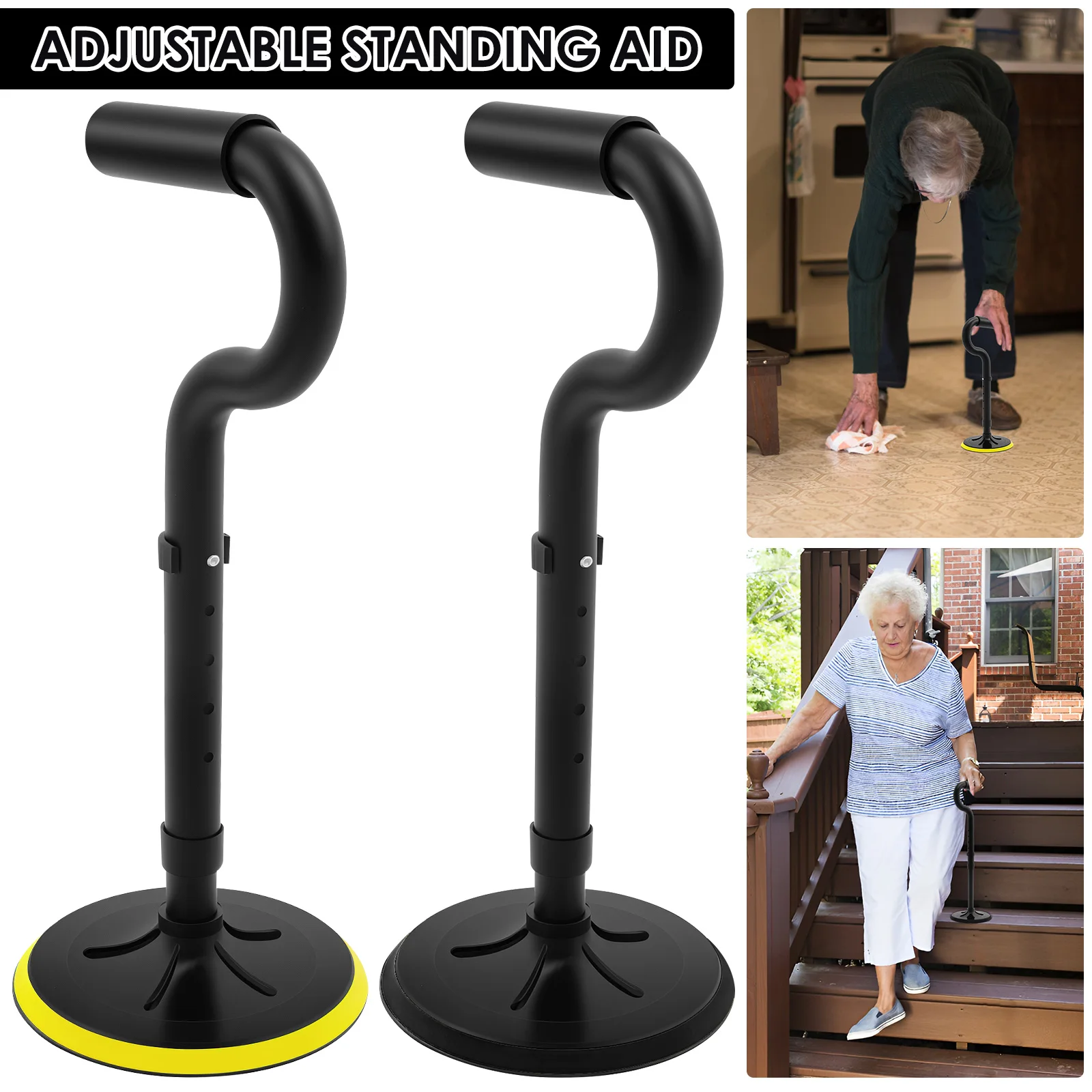 Senior Standing Aid Tool 5 Height Levels Adjustable Standing Aids Mobility Aids Tool with Sturdy Handle and Nonslip Base