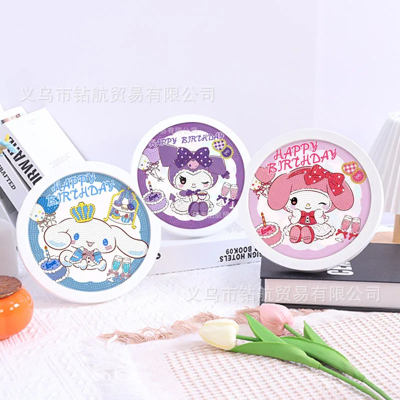 Kuromi Diamond Painting Circle Frame Sanrio Anime Melody Cinnamoroll Hand-made DIY Cross-stitch Children's Toy Gift Wholesale