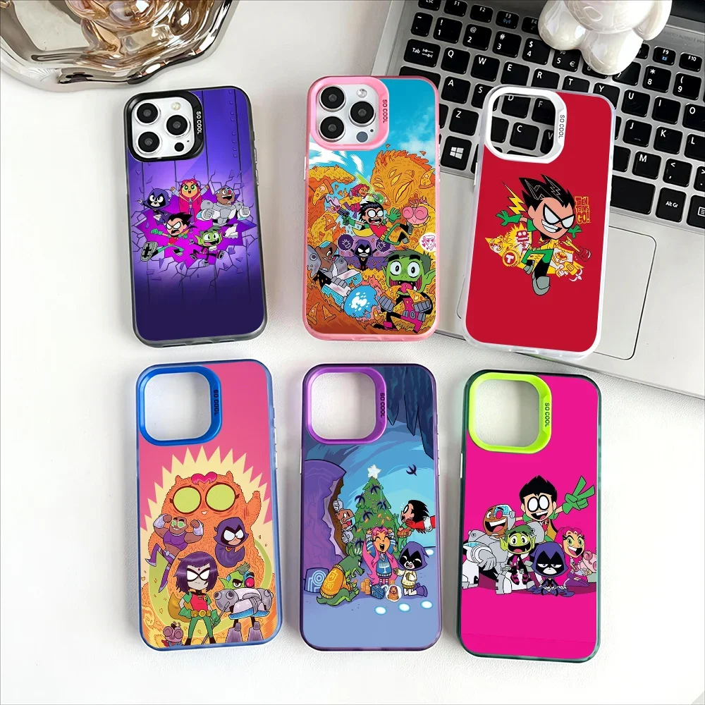 T-Teen Robin T-Titans Go أنيمي جراب هاتف لابل 11 12 13 14 15 16Pro Max Plus حماية تصفيح غطاء الهاتف