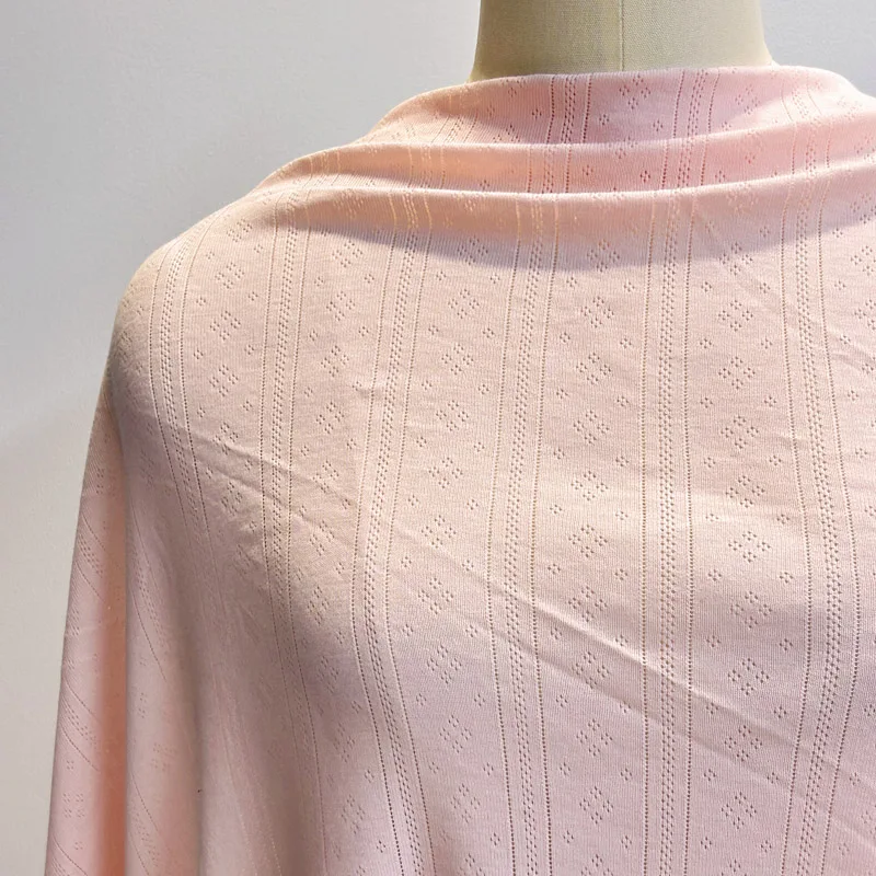 

Pre-cut Soft & Thin Pale Pink Stretchy Jersey Fabric, Lovely Jacquard Knit Fabric For T-shirt Pyjamas DIY Clothing and Crafting