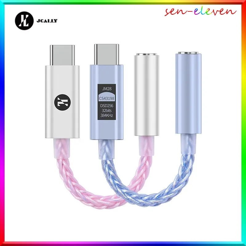JCALLY JM28 Portable DAC Headphone Amp, Cirrus Logic CS43198 Chip Type-C to 3.5mm Adapter DSD256, 32bit/384kHz Audiophile Dongle