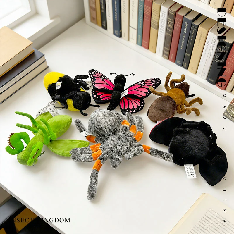 

New Insect Series Animal Ant Plush Soft Toy Creative Lifelike Spider Bee Doll Fluffy Butterfly Mantis Ladybug Plushies Toys Gift