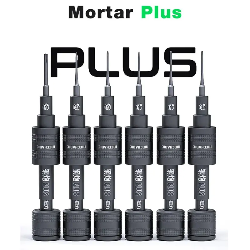 MECHANIC Mortar Plus Torque Screwdriver S2 Alloy Steel 6-in-1 Magnetic Bits Anti-Slip Grip for Electronics & Precision Repair