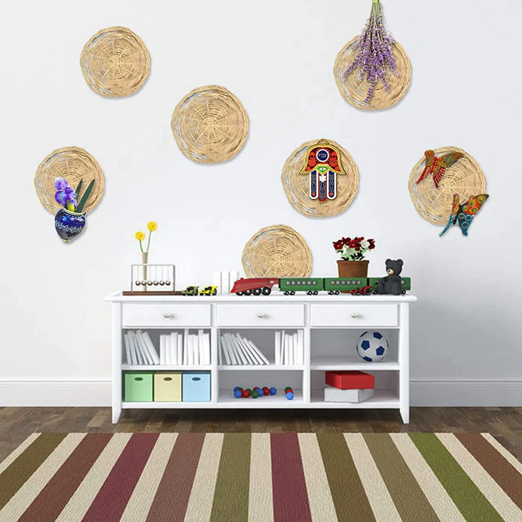 

A98E-8 шт. Бамбуковый держатель для бумажных тарелок-10-дюймовый круглый тканый держатель для тарелок, многоразовые держатели для бумажных тарелок для пикника