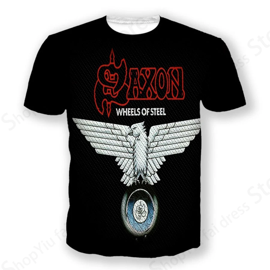 Rock Band Saxon Band 3d Print Tshirt Men Women Fashion T-shirt Hip Hop Tops Tees Kids T shirt Men Clothes Heavy Metal Tops music