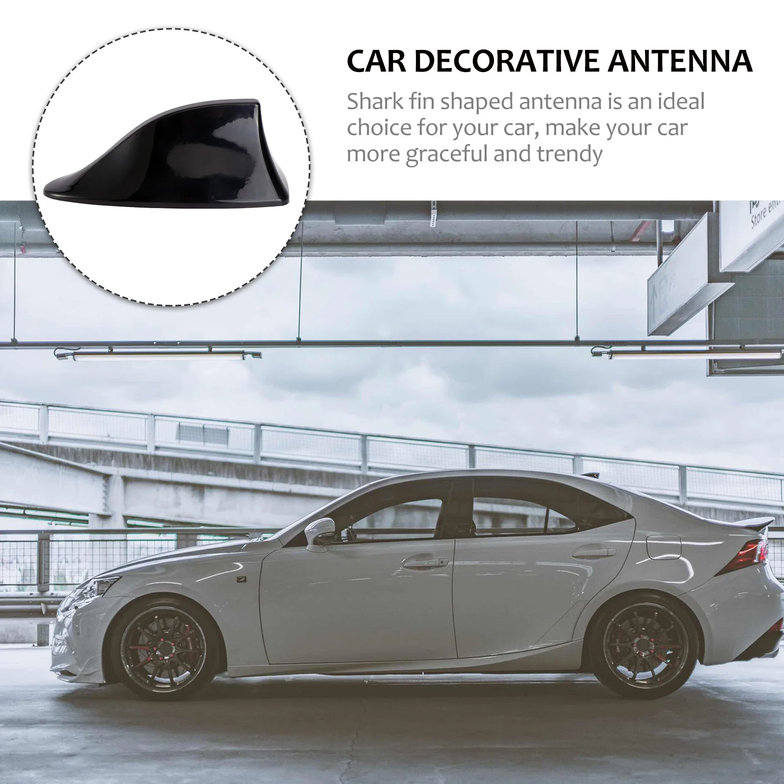 

Stylish Shark Fin Antenna 16x7x65cm ABS Material Easy Install Remove Fm Function Car Decorative Accessory