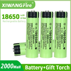 Akumulator 4.2V 18650 2000mAh akumulatory 3C rozładowanie 18650 HD ogniwo litowe z latarką LED T6