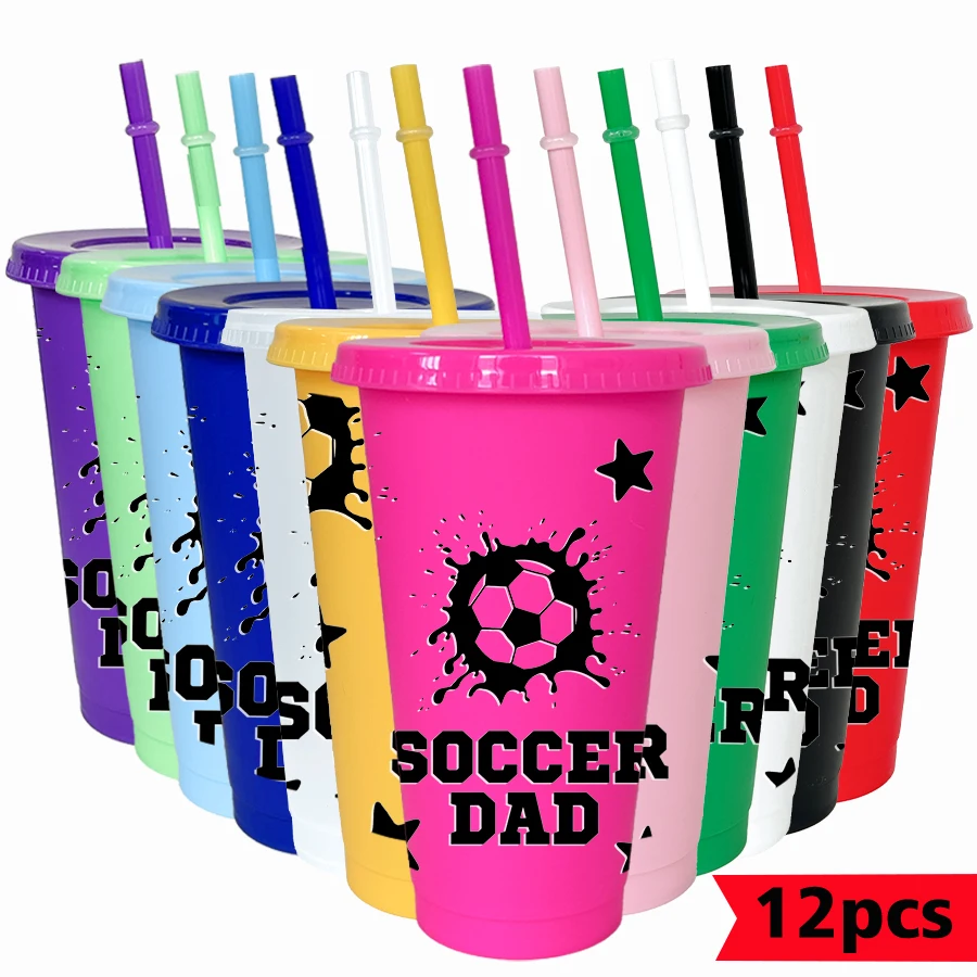 12pcs-set-football-star-pattern-26oz-colored-plastic-party-cold-cup-for-birthday-back-to-school-gift-gameday-drinkware