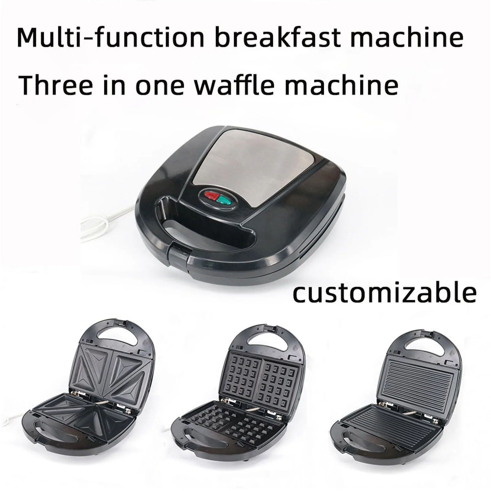 

Sandwich Maker 4 in 1 Uniform Heating Anti Stick Coating Intelligent Temperature Control Cold Touch Handle Waffle Maker