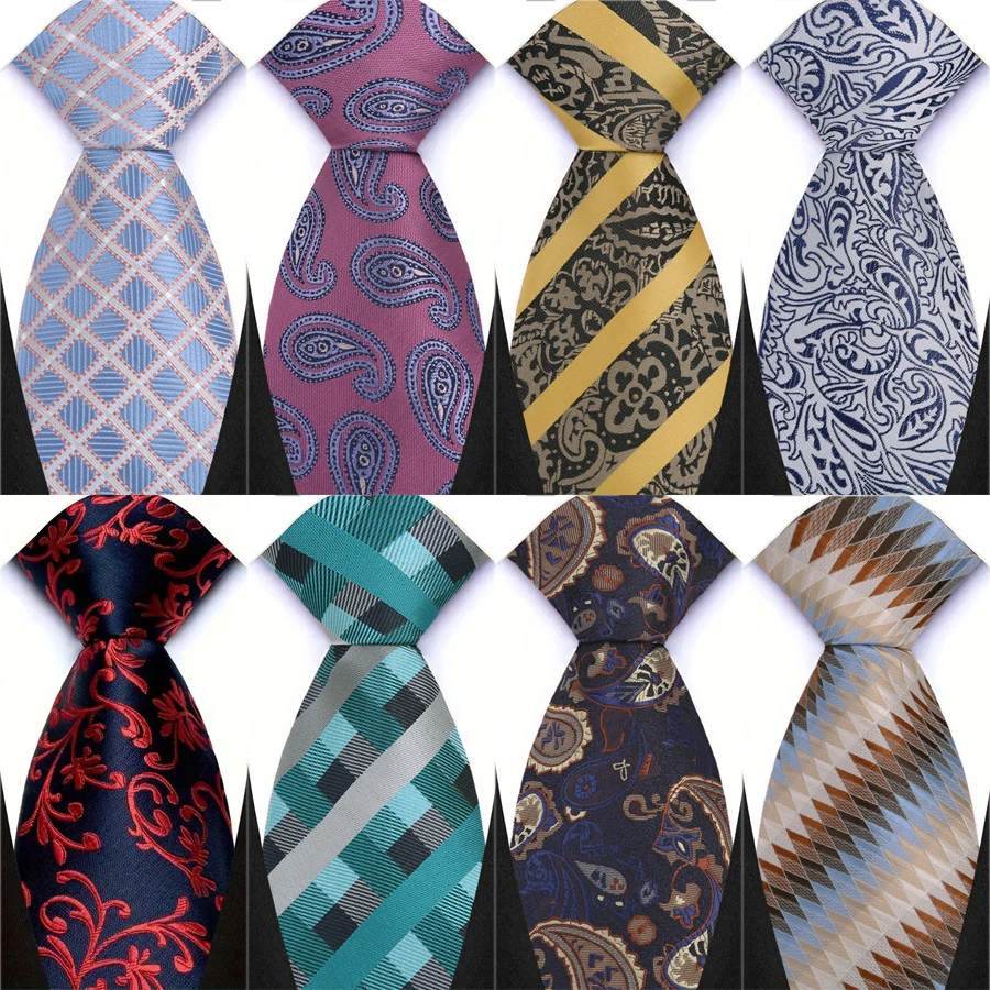 

New Design Wedding Men Tie 8CM Paisley Plaid Stripes Neckties Men Daily Wear Business Groom Collar Accessories Gift