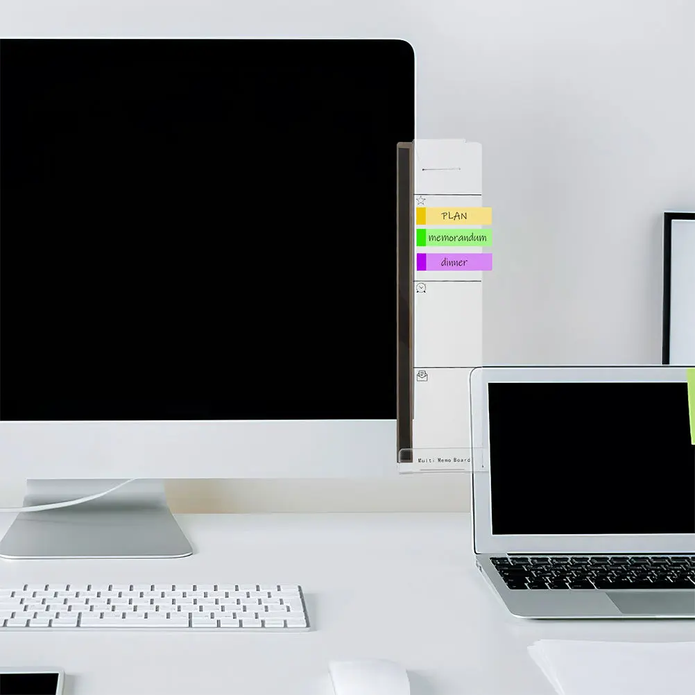 3Pcs Clear Monitor Side Memo Board Acrylic Computer Screen Notes Holder Desktop Organization Reusable Sticky Office Memo Pad