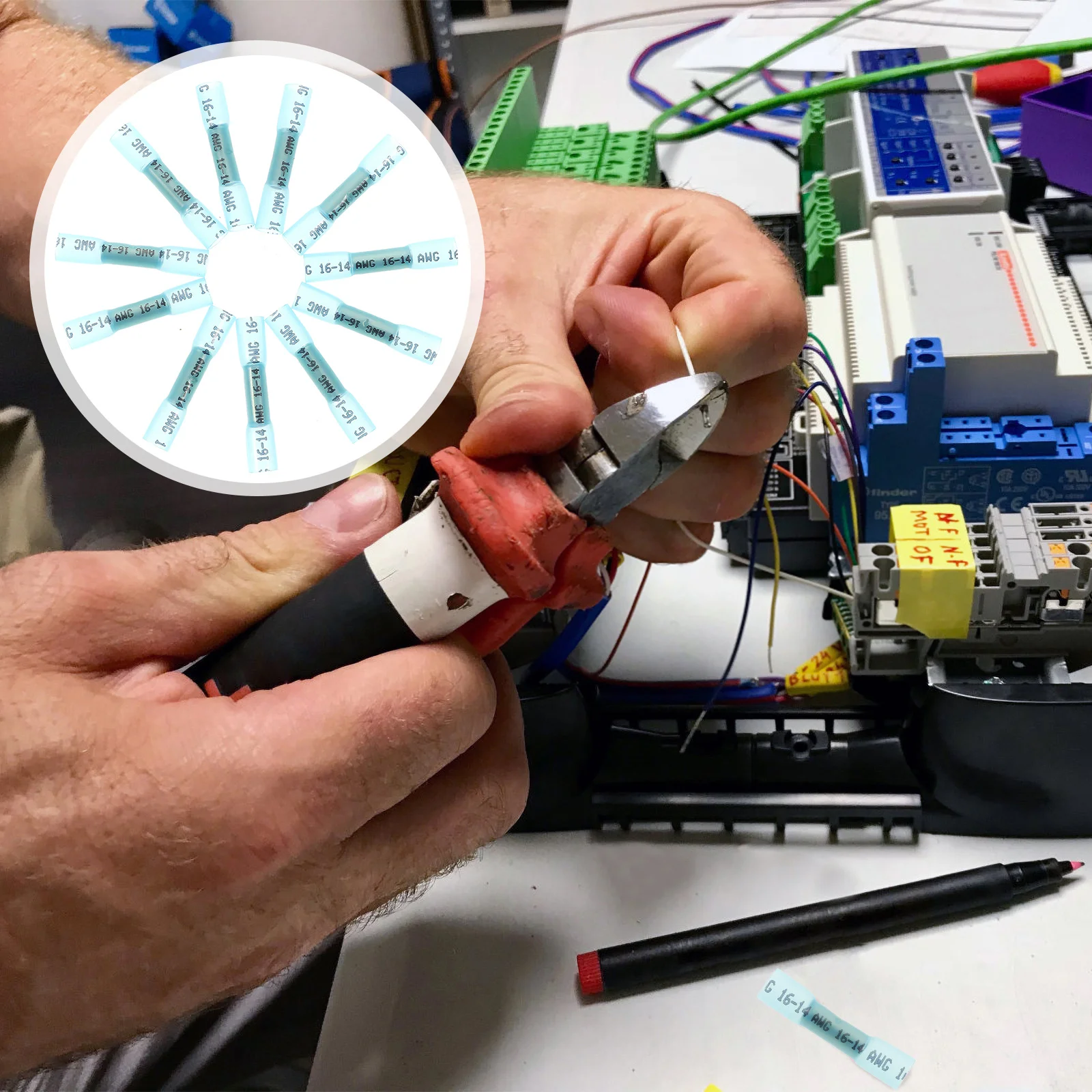 200 قطعة مقاوم للماء الحرارة يتقلص سلك بعقب موصلات النحاس الكهربائية تجعيد محطات لسيارة البحرية موصلات الأسلاك المنزلية #4