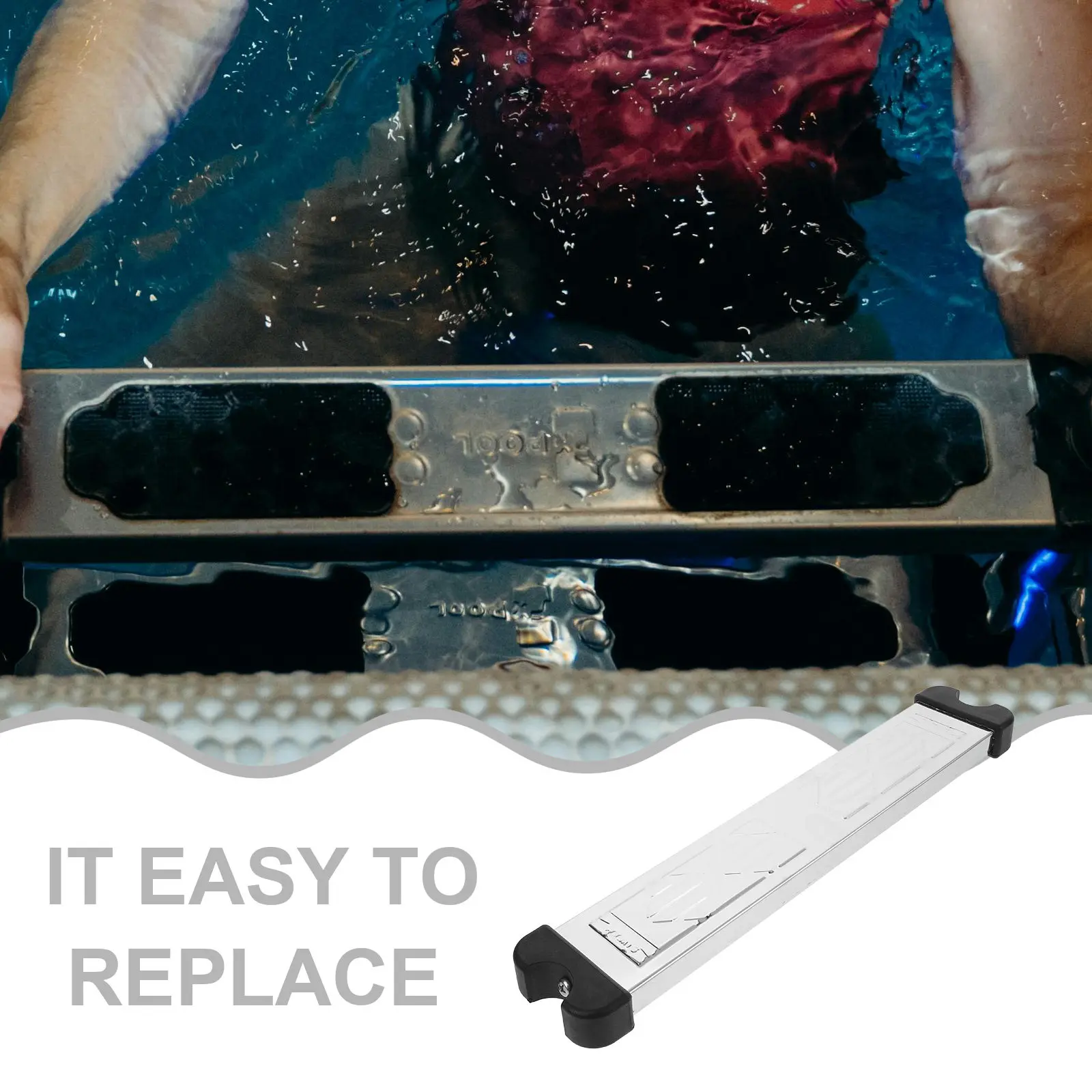 Escalón de Repuesto Antideslizante para Escalera de Piscina, Peldaño de Acero Inoxidable para Piscinas Enterradas, Metal Resistente, Múltiples Usos