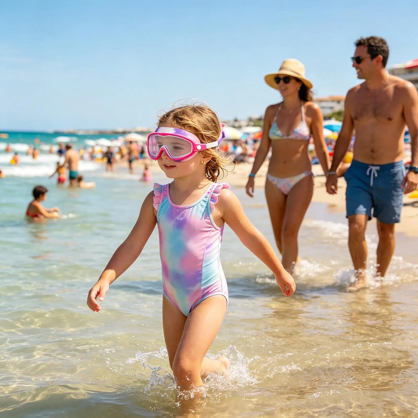 

Swim Goggles Kids Wide View Anti Fog And UV Glasses With Nose Clip And Earplug Adjustable Strap No Leaking Water Goggles For