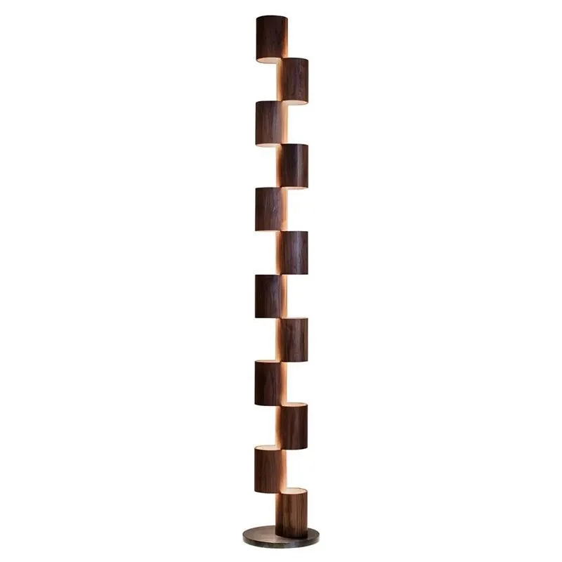 High mountains and flowing water villa floor lamp Japanese architecture homestay designer living room villa art walnut ornaments