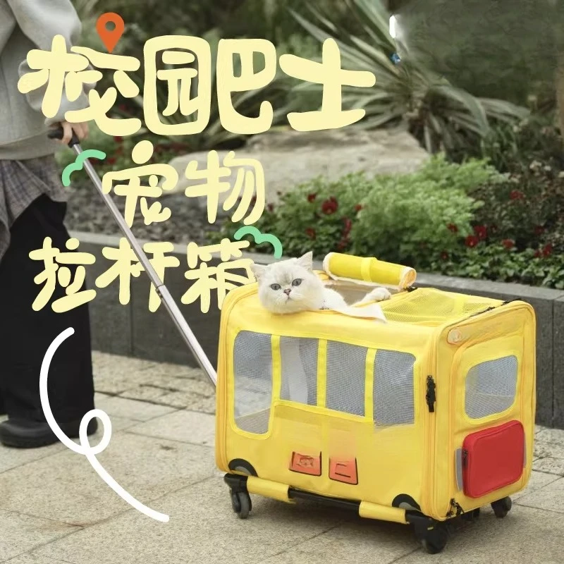 Pet Out Trolley Case Lab Campus Bus Crossbody Car Large Capacity Pulley Cat Bag