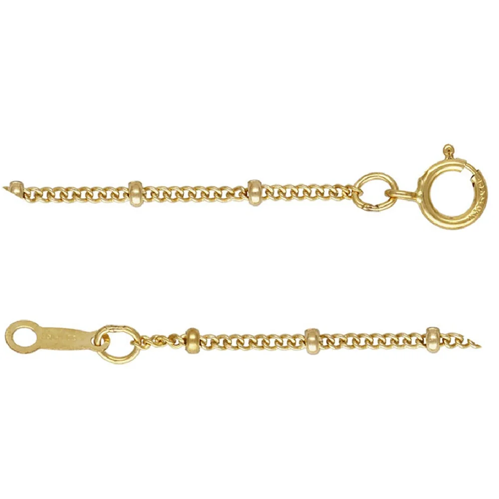 1.2mm Satellite Curb Chain Necklace in 14K Gold Filled with Spring Ring Clasp and 2mm Beads