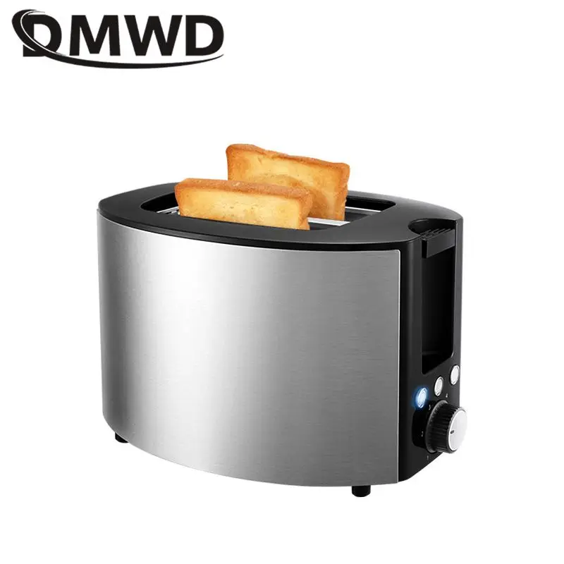 Stainless steel Bread Toaster Sandwich waffle Bake oven Multifunctional Breakfast maker with Widened bake slot with crumb tray