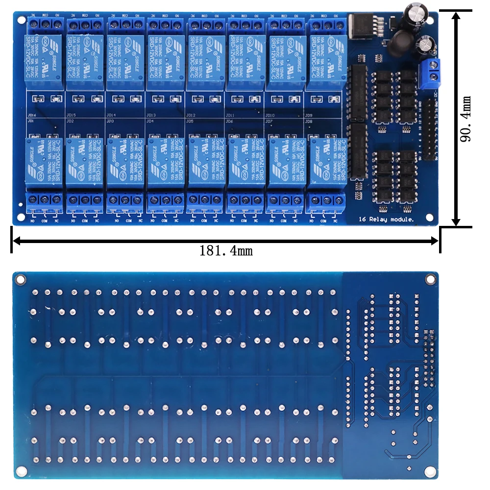 5V 12V 16 Channel Relay Module Interface Board For Arduino PIC ARM DSP PLC With Optocoupler Protection LM2576 Power