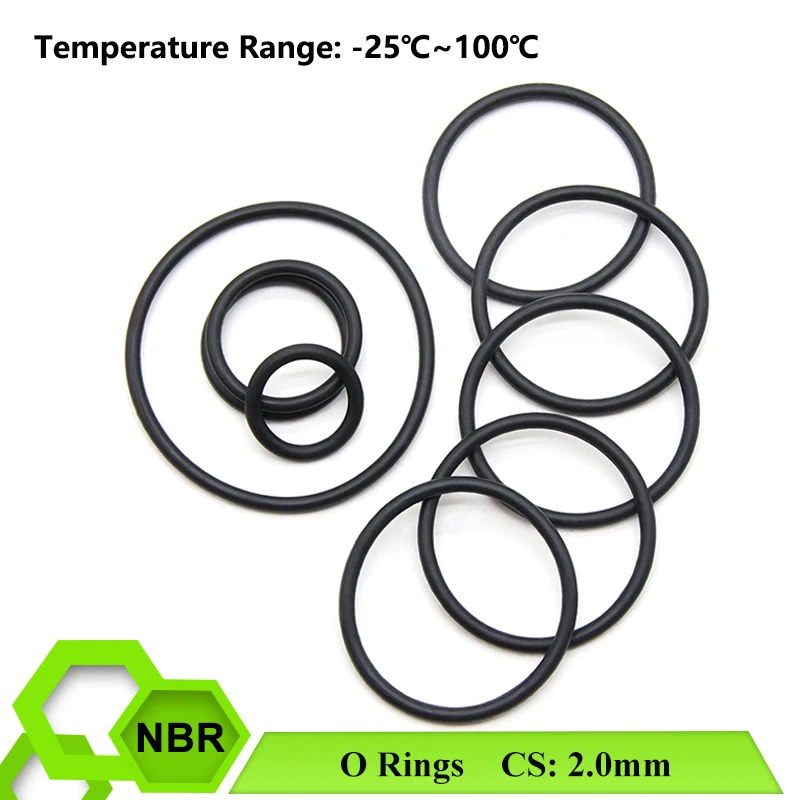 

10/50Pcs Black NBR O Ring Gaskets Thickness CS 2.0mm OD 5~150mm Nitrile Rubber Round Corrosion Oil Resist Sealing Washer Gasket