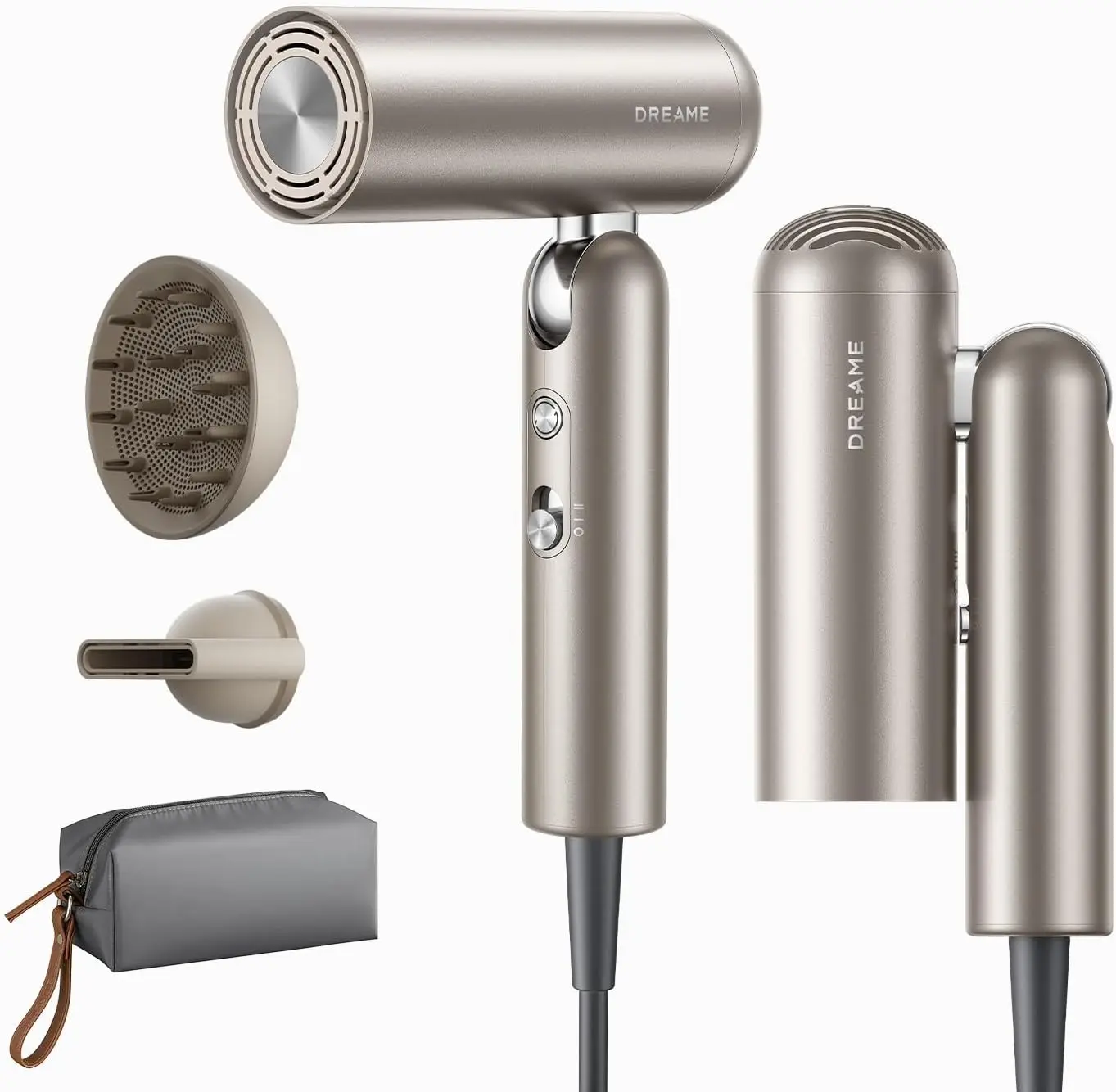 Pocket Pro Hair Dryer Dual Voltage Travel Blow Dryer Diffuser 1300W Professional HighSpeed Ionic Hair Blower Fast Drying Low Noi