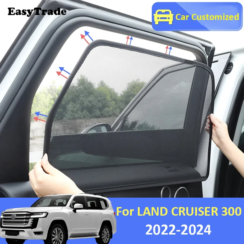 

For Toyota Land Cruiser 300 LC300 2022-2024 Magnetic Car Sunshade Side Window Mesh Curtains Sunscreen Heat Insulation Sun Visor