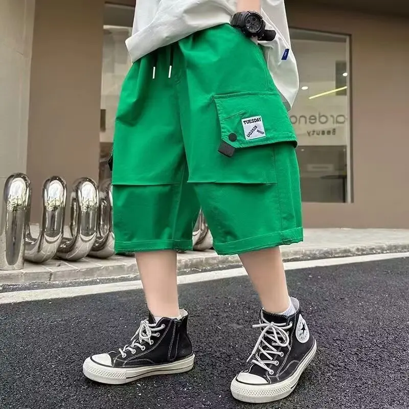 Summer Boys\' Cotton Shorts Daily Casual Orange Sports Short Pants High Street Fashion Children\'s Clothes Boys Pants New 2024