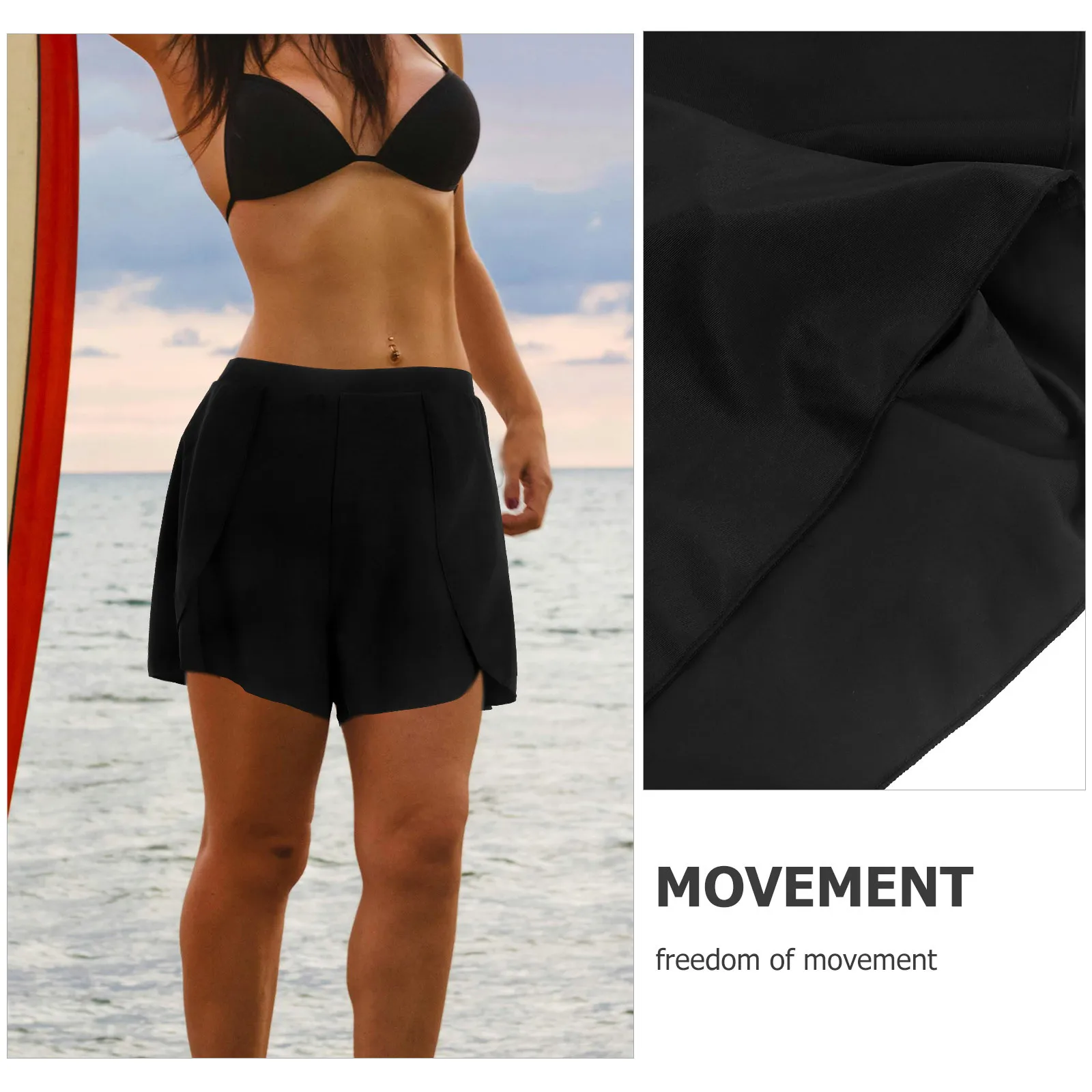 

Women High Waisted Swim Bottoms Black Slimming Loose Fit Swim Skirt Beachwear Swimming Shorts Female Quick Dry