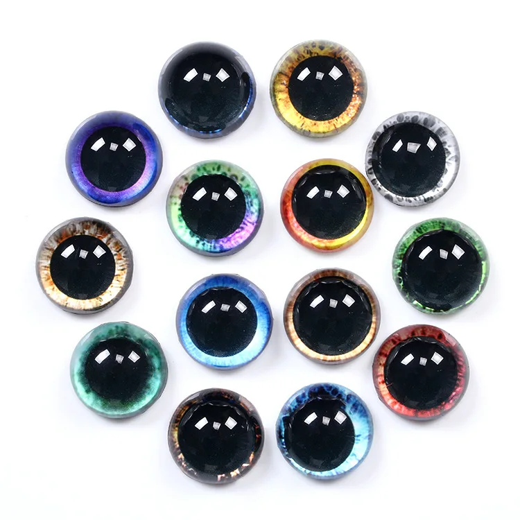 20 unidades/pacote 8mm olhos de vidro para diy costura bonecas artesanato acessórios olho gato dragão dinossauro olho redondo cabochão