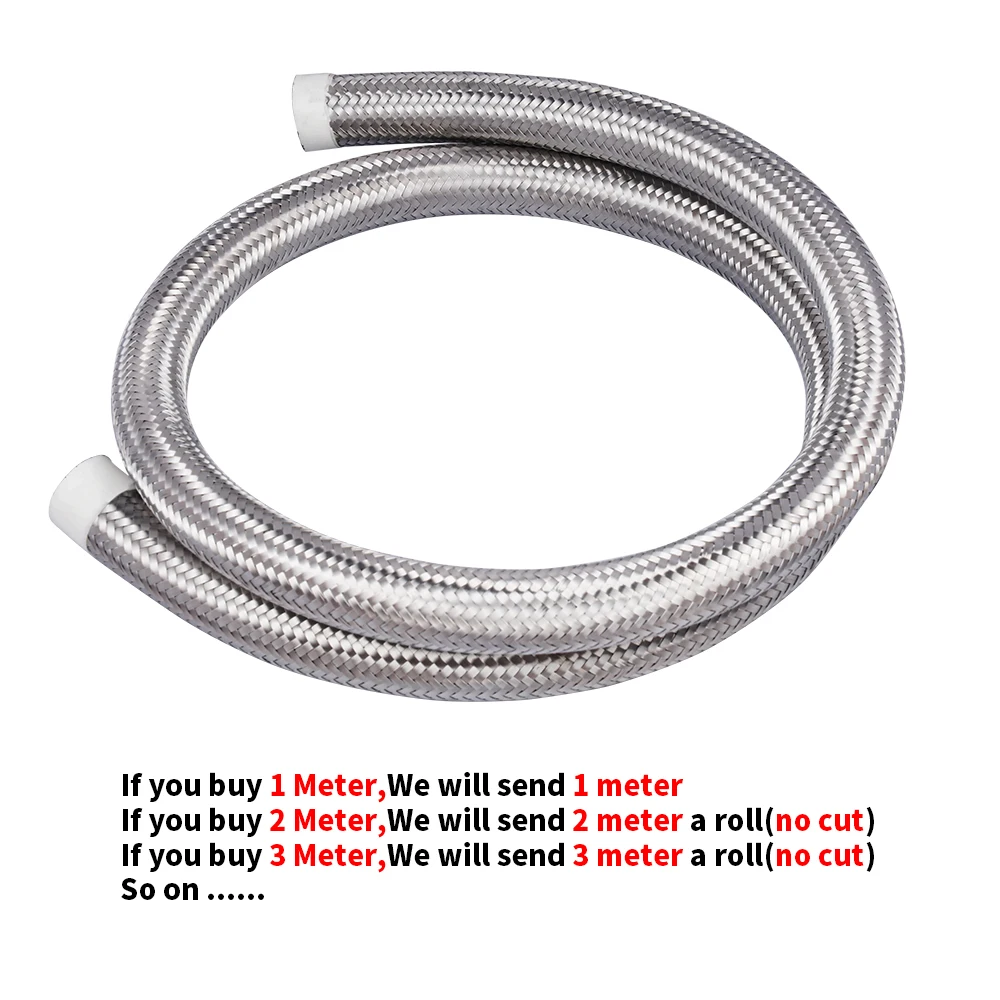 AN4 AN6 AN8 AN10 AN12 AN16 AN20 Braided Oil Line Fuel Hose Oil Gasoline Brake Line Hose For Racing Motorcycle Pipe 1 Meter