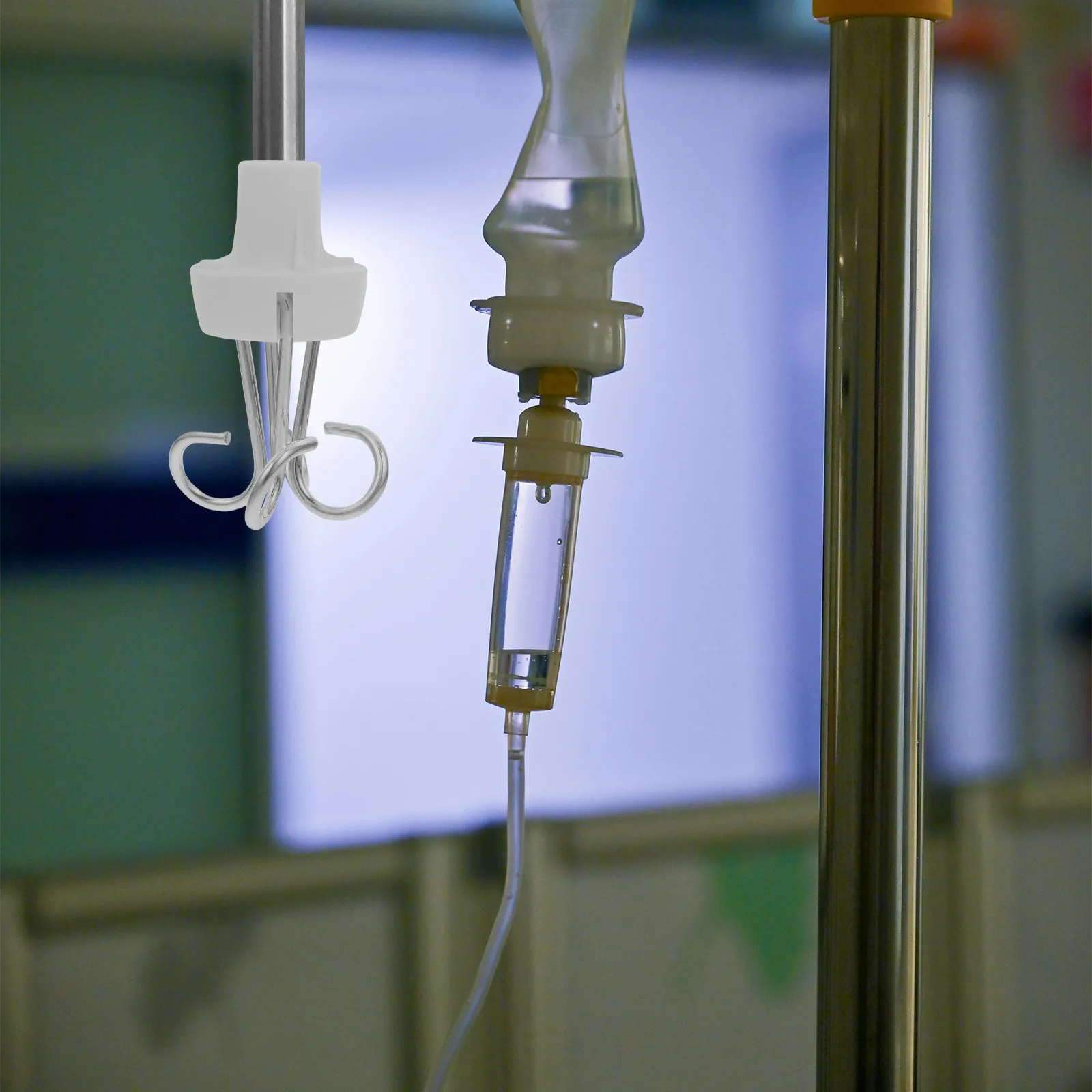 

Adjustable Metal Iv Pole Hanger for Drip Bags Saline Bottles Vertical Drip Racks Heavy Duty Iv Stand Hook Hospital