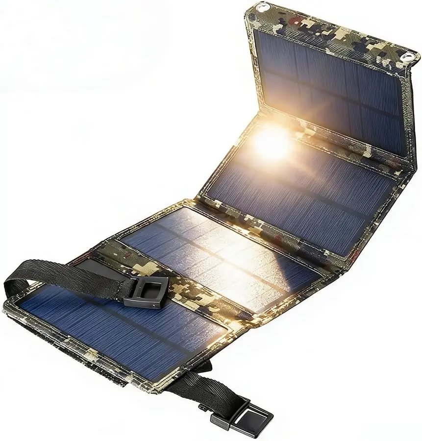 20W Foldable Solar Panel IP65 Waterproof 20% High Efficiency Fast Charge USB 5V Output Camping Outdoor Travel Emergency Cloudy