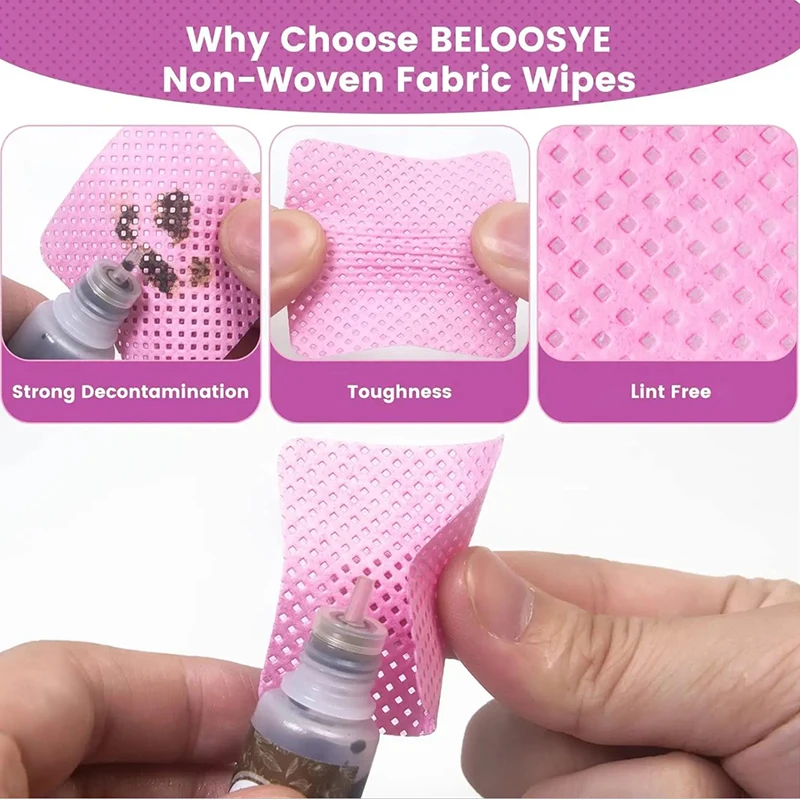 300 pz rosa bianco smalto per unghie in cotone rimuovi salviette tovagliolo senza pelucchi detergente per salviette per smalto Gel UV tamponi per la pulizia delle unghie strumento per unghie