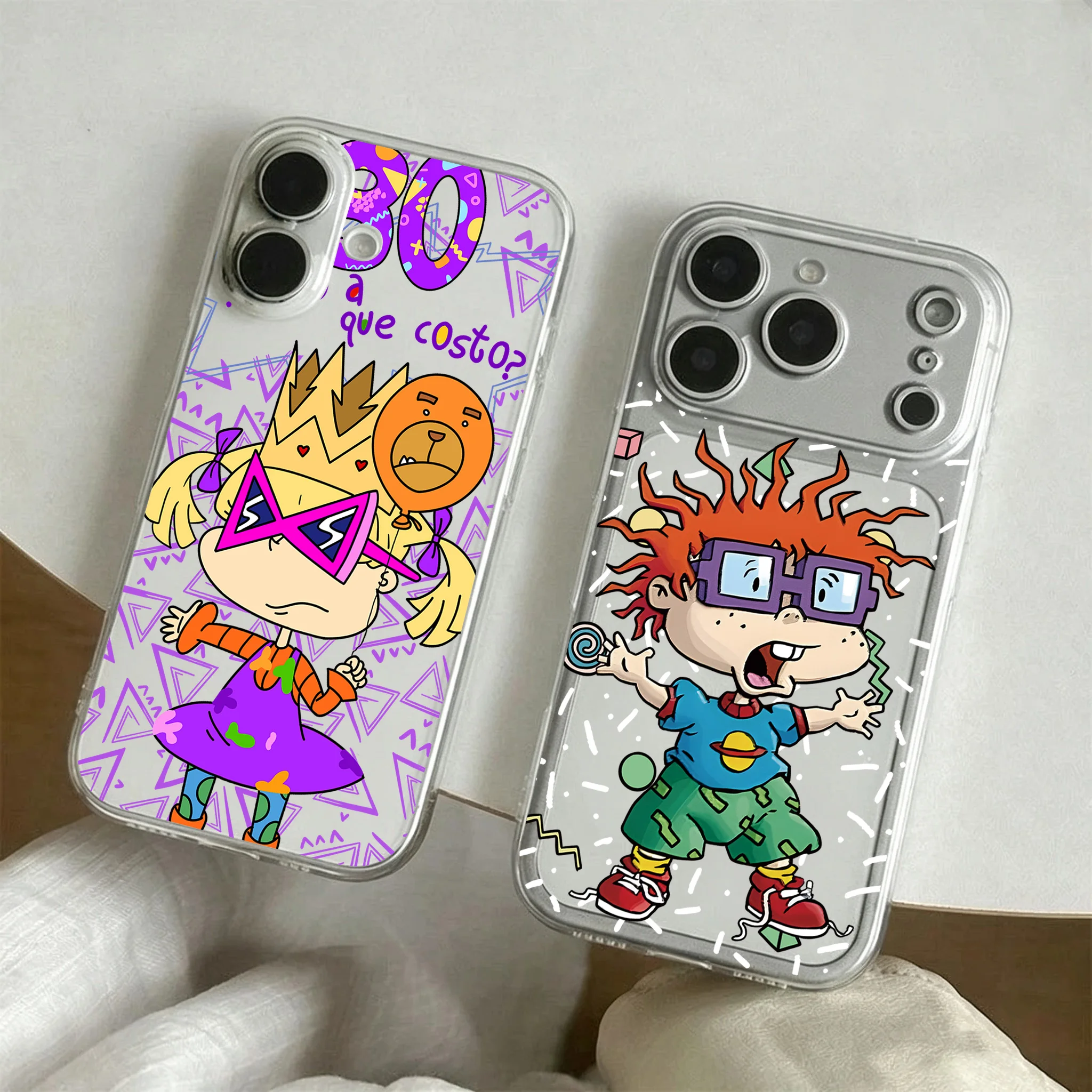 Phone Case For iPhone 18 17e 17 16 16e 15 14 13 12 11 Pro Max XSMax 7 8 Air Plus Cartoon Cute R-Rugrats Transparent Back Cover