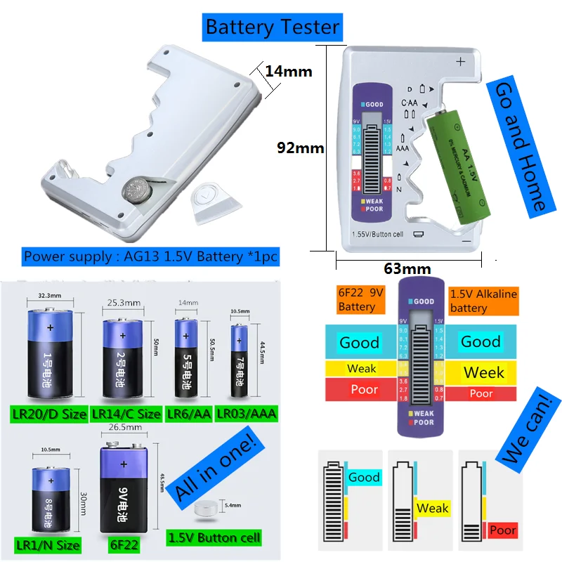 Wysokiej efektywności energetycznej, 1.5V LR03 AAA akumulator bateria alkaliczna do aparatu zabawki shavermice z tester baterii