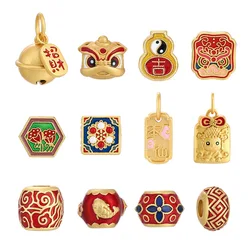 Bell Chinese Lion Dance Drum Dragonfly Watermelon Gold Color Charm for Jewelry Making Supplies Diy Necklace Earring Bracelet