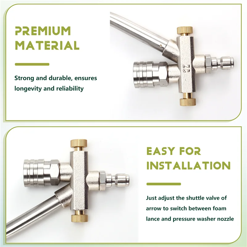 

T02C! Аксессуары для двойного разъема для мойки высокого давления, насадки для мойки высокого давления, насадка для быстрого подключения мыла с двумя головками 1/4 дюйма