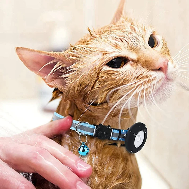 Cat Collar Holder, For Air Tag Cat Collar Holder Compatible For Apple Airtag GPS Tracker,4Pack Case Cover Black And Pink