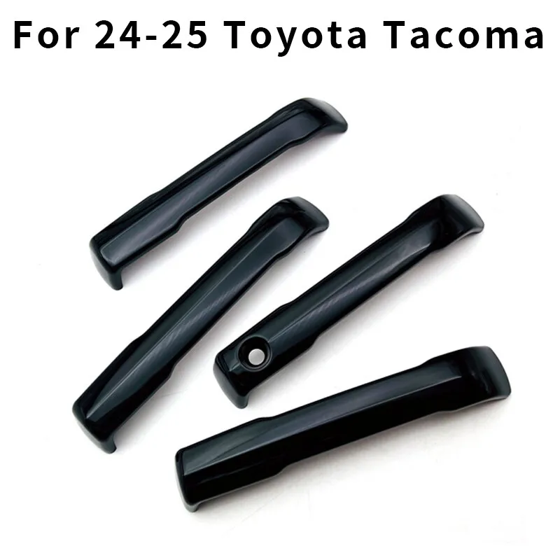 Set Glossy Black Side Door Handle Cover Trim For 24-25 Toyota Tacoma Pickup