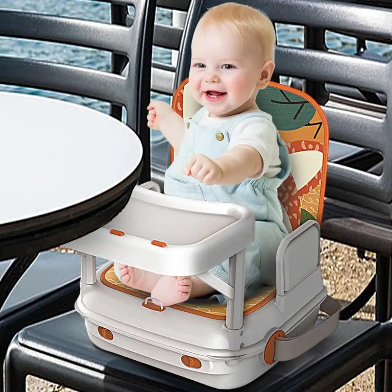 Baby Highchair Seat Toddler Foldable Feeding Booster Seat Lightweight Baby Feeder Seat Booster With Removable Tray for Meals