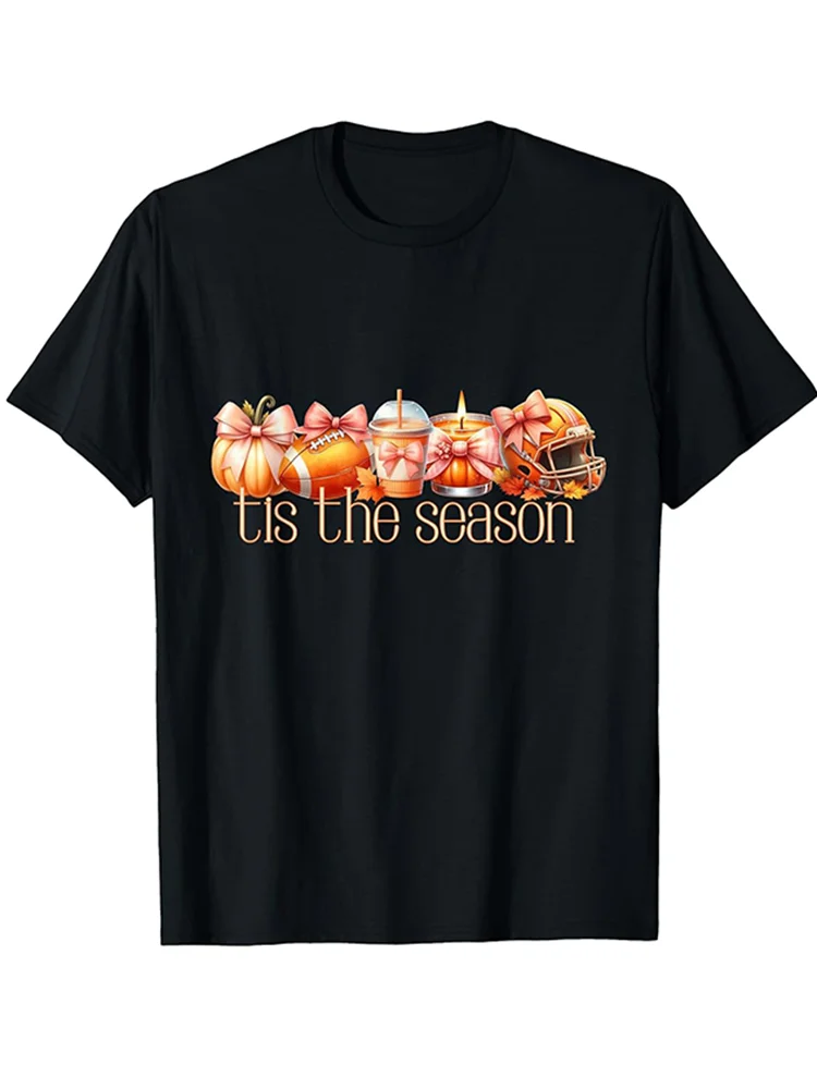 

Falling Leaves Football Please Season Game Day Cute Leopard T-Shirt WHX 180g