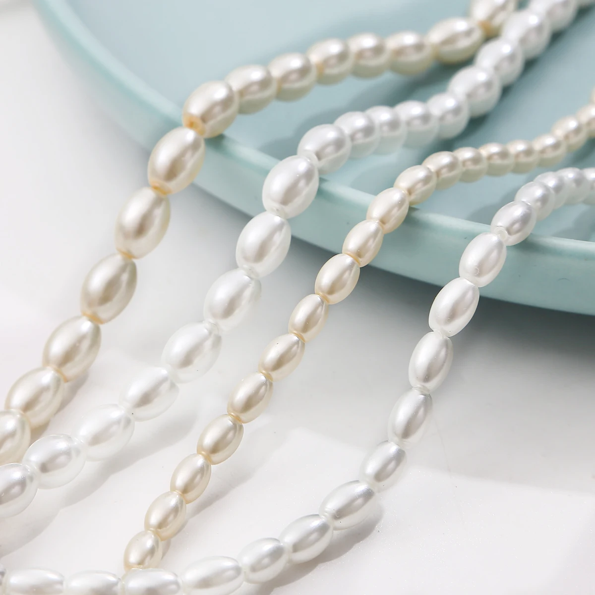 90-120Pc Ivory White Oval Shape Glass Imitation Pearl Beads For Jewelry Making DIY Woman Necklace Bracelets