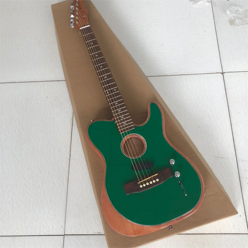 

Stock, green electric guitar. Korean hardware. Brass string pillow, factory wholesale and retail, free shipping