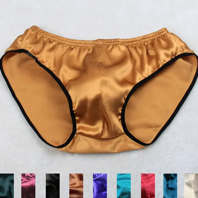 2pcs/lot Mooren mulberry silk male silk panties silk trigonometric mid waist panties breathable skin-friendly