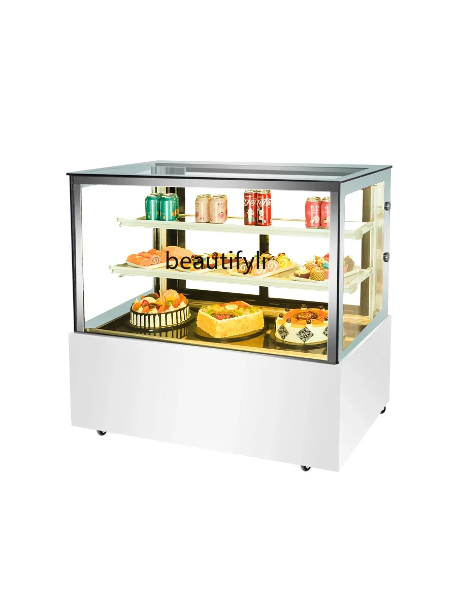 Right Angle Commercial Milk Tea Shop Fruit Fresh Cabinet Air-Cooled West Point Cake Show Case Small Dessert Refrigerated Freezer